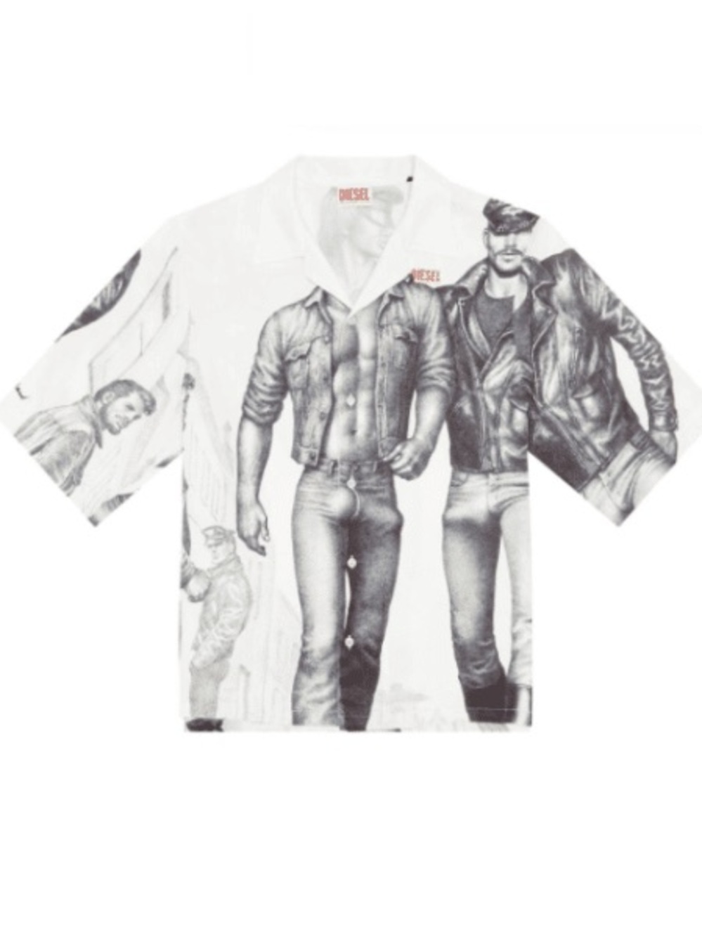 Diesel x Tom of Finland White Short-Sleeve Graphic Button-Up Shirt